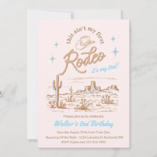 Blue Ain't My First Rodeo Birthday Invite Kaart