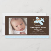 Blue Airplane Baby Boy Geboorteaankondiging Aankondiging (Voorkant)
