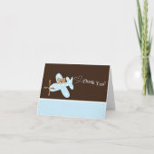 Blue Airplane Baby shower Bedankt Opmerking Kaart (Voorkant)