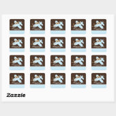 Blue Airplane Baby shower Square Sticker! Vierkante Sticker (Vel)