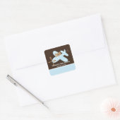 Blue Airplane Baby shower Square Sticker! Vierkante Sticker (Envelop)