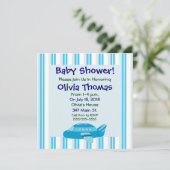 Blue Airplane Baby Shower-uitnodigingen Kaart (Staand voorkant)