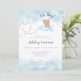Blue Airplane Beer Baby shower Invitation-Boy Kaart