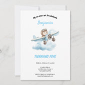 blue airplane birthday  invitation kaart (Voorkant)