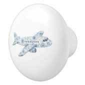 Blue Airplane Chinoiserie Keramische Knop (Rechts)