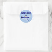 Blue Airplane Future Pilot Ronde Sticker (Tas)