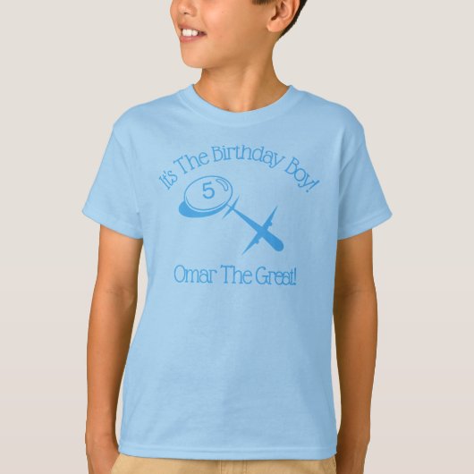 Blue Airplane Gepersonaliseerde Verjaardag T-shirt (Voorkant)