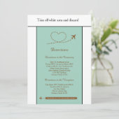 Blue Airplane Heart 3.5x6 Wedding Direction Card Kaart (Staand voorkant)