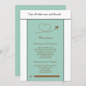 Blue Airplane Heart 3.5x6 Wedding Direction Card Kaart (Voorkant / Achterkant)