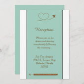 Blue Airplane Heart 3.5x7 Wedding Reception Kaart (Voorkant / Achterkant)