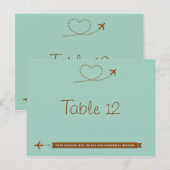 Blue Airplane Heart Trouwtafel Nummer Kaart (Voorkant / Achterkant)