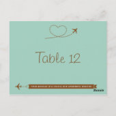Blue Airplane Heart Trouwtafel Nummer Kaart (Achterkant)