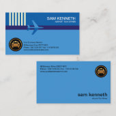 Blue Airplane Runway Airport Taxi Visitekaartje (Voorkant / Achterkant)