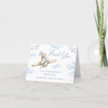 Blue Airplane Schattige Teddy Bear Bow Baby shower