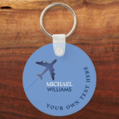 Blue Airplane Sleutelhanger met zijn naam (Voorkant)
