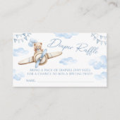 Blue Airplane Teddy Bear Baby shower Luier Raffle Informatiekaartje (Voorkant)