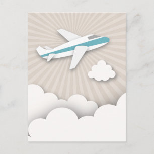 Blue Airplane verjaardagsfeestje Briefkaart