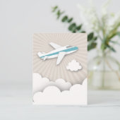 Blue Airplane verjaardagsfeestje Briefkaart (Staand voorkant)