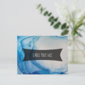 Blue Alcohol Ink Abstract Art "I Miss Your Face" Briefkaart (Staand voorkant)