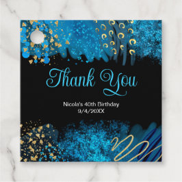 Blue Alcohol Ink Birthday Party Bedankjes Labels