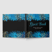 Blue Alcohol Ink Birthday Party Guest Book Gastenboek (Volledig)