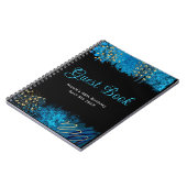 Blue Alcohol Ink Birthday Party Guest Book Notitieboek (Linkerzijde)