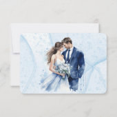 Blue Alcohol Ink Bride & Groom Wedding RSVP Kaarte Save The Date (Achterkant)