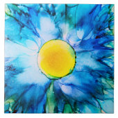 Blue Alcohol Ink Flower Tegeltje (Voorkant)