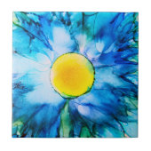 Blue Alcohol Ink Flower Tegeltje (Voorkant)