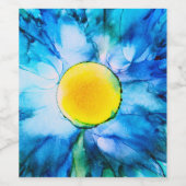 Blue Alcohol Ink Flower Wijn Etiket (Enkel label)