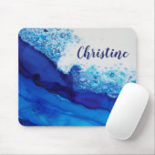 Blue Alcohol Ink Modern Simple Elegant Name Muismat (Met muis)