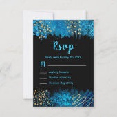 Blue Alcohol Ink Sweet 16 Birthday Party RSVP (Voorkant)