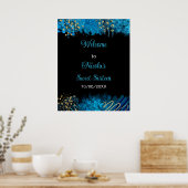 Blue Alcohol Ink Sweet 16 Verjaardagsfeest Welkom Poster (Keuken)