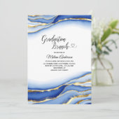 Blue Alcohol Ink Texture waterverf afstuderen br Kaart (Staand voorkant)