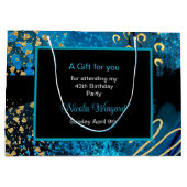 Blue Alcohol Ink verjaardagsfeestje Groot Cadeauzakje (Achterkant)