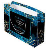 Blue Alcohol Ink verjaardagsfeestje Groot Cadeauzakje (Achterkant Gekanteld)