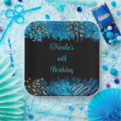 Blue Alcohol Ink verjaardagsfeestje Papieren Bordje (Feest)