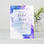 Blue Alcohol Ink Winter Gold Vrijgezellenfeest Kaart (Staand voorkant)