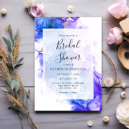 Blue Alcohol Ink Winter Gold Vrijgezellenfeest Kaart