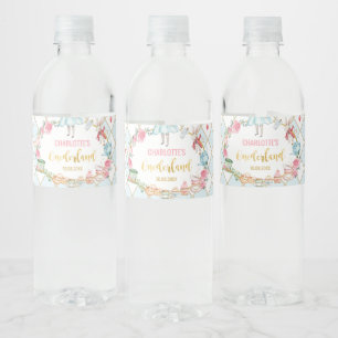 Blue Alice in Onederland Birthday Party Favors Waterfles Etiket
