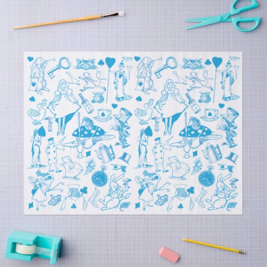 Blue Alice in Wonderland Pattern-ontkoppeling Tissuepapier (Craft)