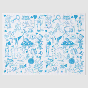 Blue Alice in Wonderland Pattern-ontkoppeling Tissuepapier