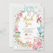 Blue Alice in Wonderland Tea Party Hartelijk dank Kaart (Voorkant)