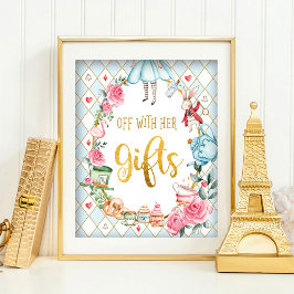 Blue Alice in Wonderland uit met haar GIFTS-bord Poster