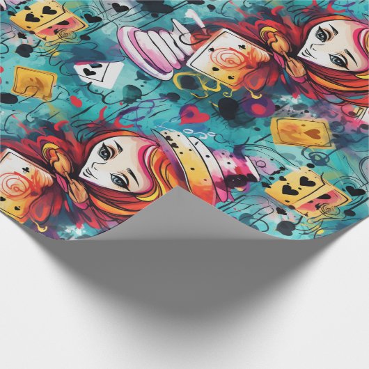 Blue Alice Tea Party thema Cadeaupapier (Hoek)