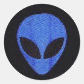 Blue Alien gezicht stickers (Voorkant)