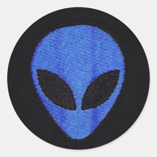 Blue Alien gezicht stickers (Voorkant)