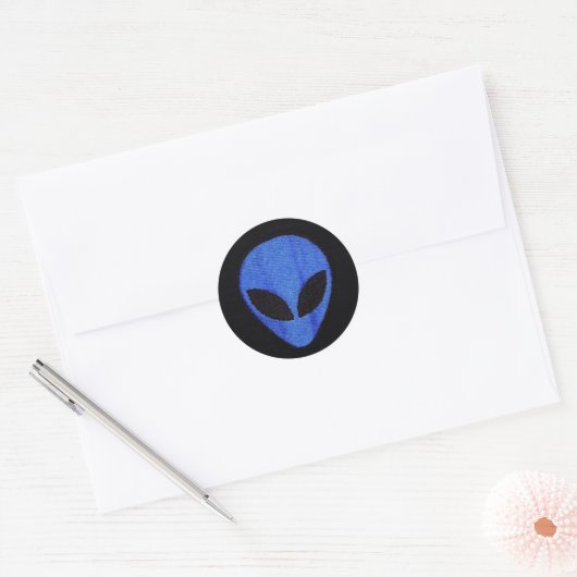 Blue Alien gezicht stickers (Envelop)