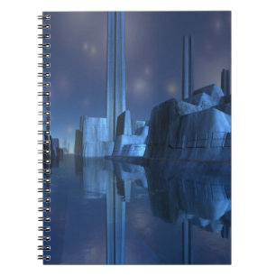 Blue Alien Harbour City Spiral Notebook Notitieboek