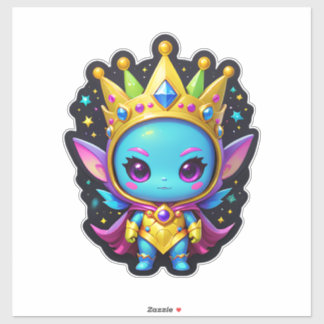 Blue Alien Princess Sticker